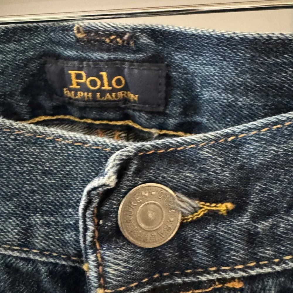 Polo Ralph‎ Lauren Men's Distressed Patchwork Jeans Button Fly Blue Size 36x32